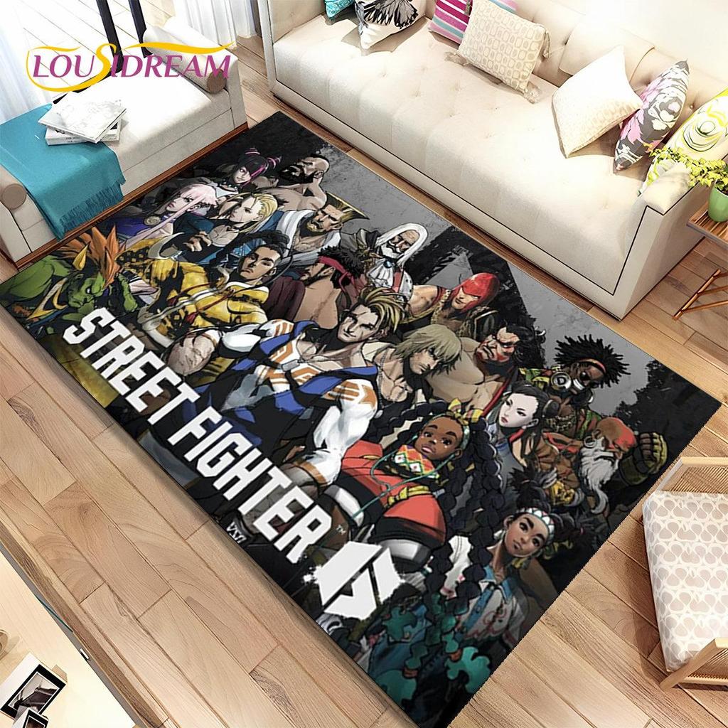 Street Fighter Retro-Game-Gamer-Bereichsteppich, Teppich für Wohnzimmer, Schlafzimmer, Sofa, Fußmatte, Dekoration, rutschfeste Bodenmatte für Kinderspiele