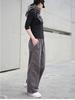 2025 Women's High Waist Straight-Leg Corduroy Pants: Versatile, Casual, Loose-Fit Woolen Pleated Solid Color Long Pants