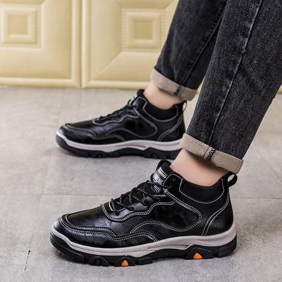 New Men's Shoes Autumn and Winter Leather Fashion Warm Casual Shoes Outdoor Platform Hiking Hiking Shoes