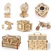 Kit de Rompecabezas 3D de Madera DIY Modelo Mecánico de Gramófono Juguete de Ensamblaje de Tocadiscos Antiguo Caja de Música Kit de Ciencia STEM para Adultos y Niños
