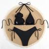 Swimsuit Suit Sexy Flower Solid Color Strap Bikini Split