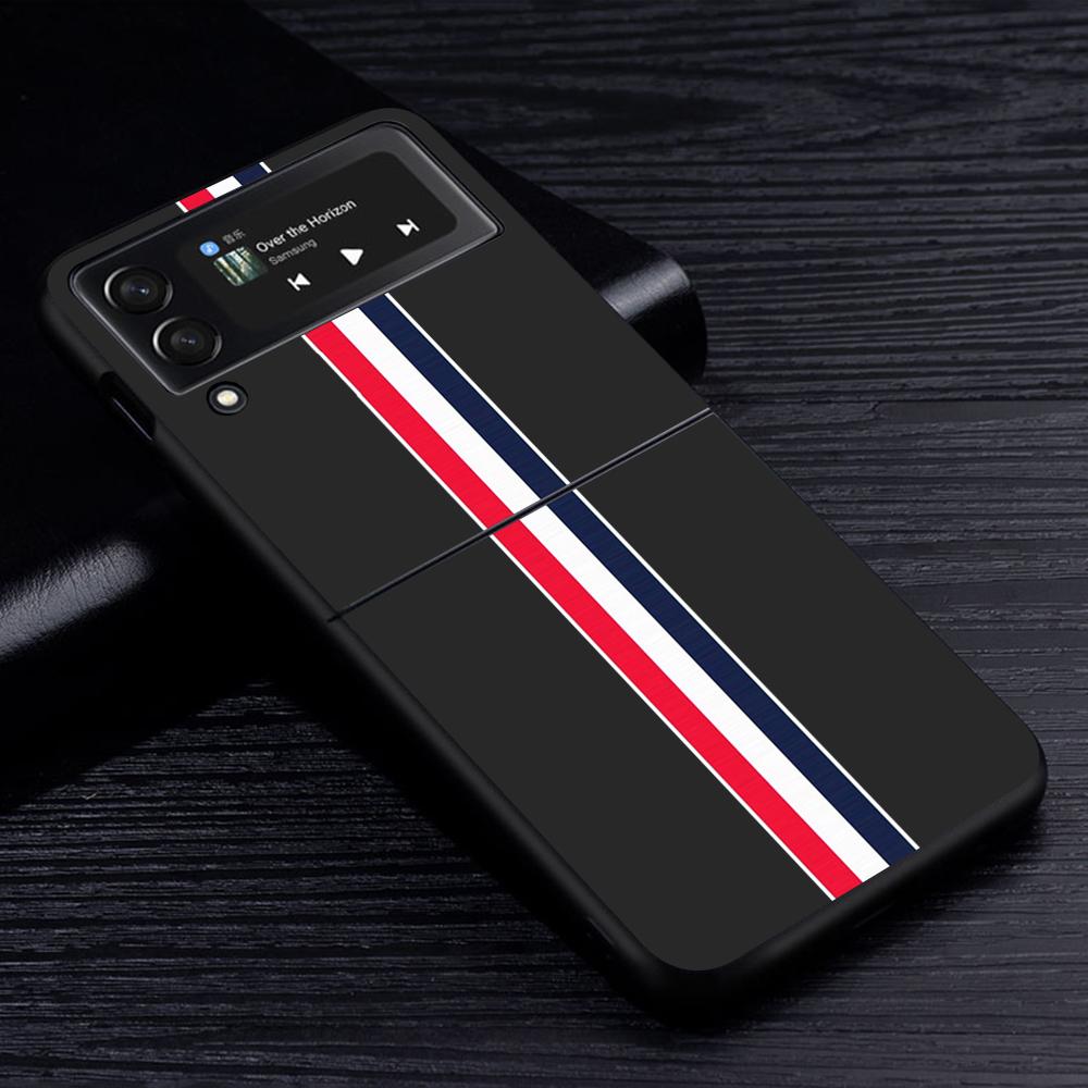 Husă Telefon Mobil pentru Samsung Galaxy Z Flip3 Flip4 5G Negru Coque Z Flip 3 Husă PC Dură de Lux Zflip3 Funda Dungi Marcă Sport