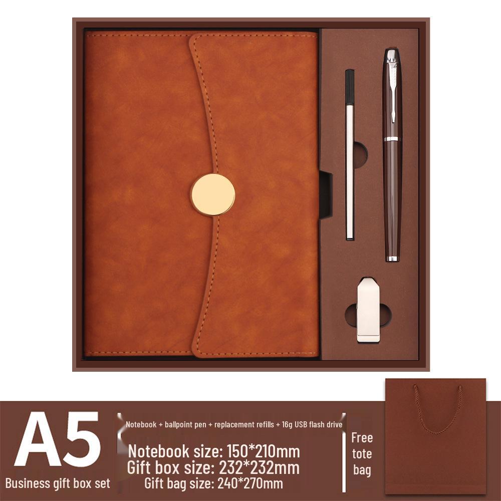 High-Grade Three-Fold Diary Notebook Gift Set with Custom Logo Printing