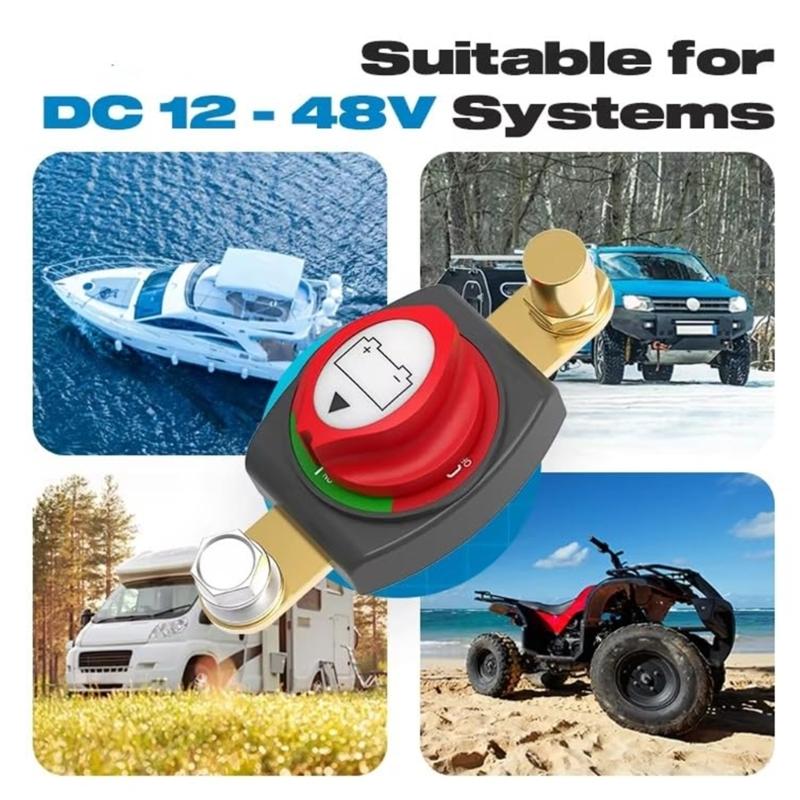 Integrated Emergency Cut Off Switches Accessory for Battery Posts Brass Terminals Connectors Prevents Loose Contacts