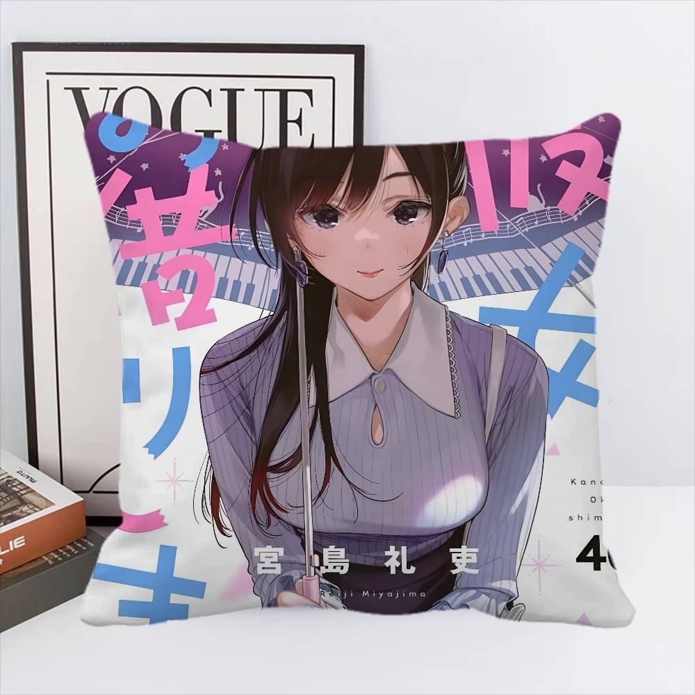 Kanojo Okarishimasu Anime Pillow Case Square Pillow Bedroom Sofa Leisure Comfort Cushion Car Home Decoration