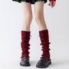 Women's Autumn Winter Red Leg Warmer Lolita Lace Frilly Heap Sock JK Knitted Foot Cover Arm Warmer Christmas New Year Boot Cuffs