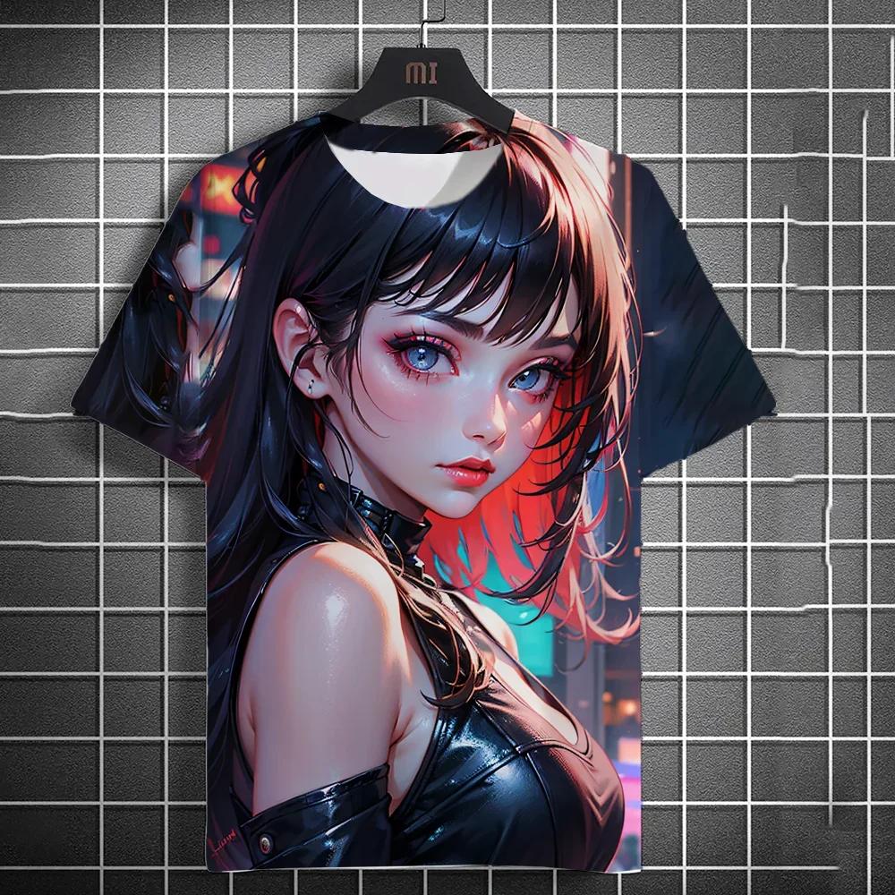 3D Printed 2026 New Anime Girl Pattern Women's T Shirt Summer Short Sleeve Fashion Casual Oversized Top Streetwear Cool Gift