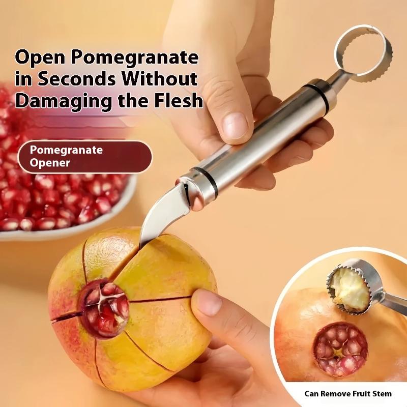 Doppelkopf Granatapfel-Fruchtschneider Multifunktionales Edelstahl Grapefruitmesser Orangenschäler Fruchtöffner Küchenwerkzeug