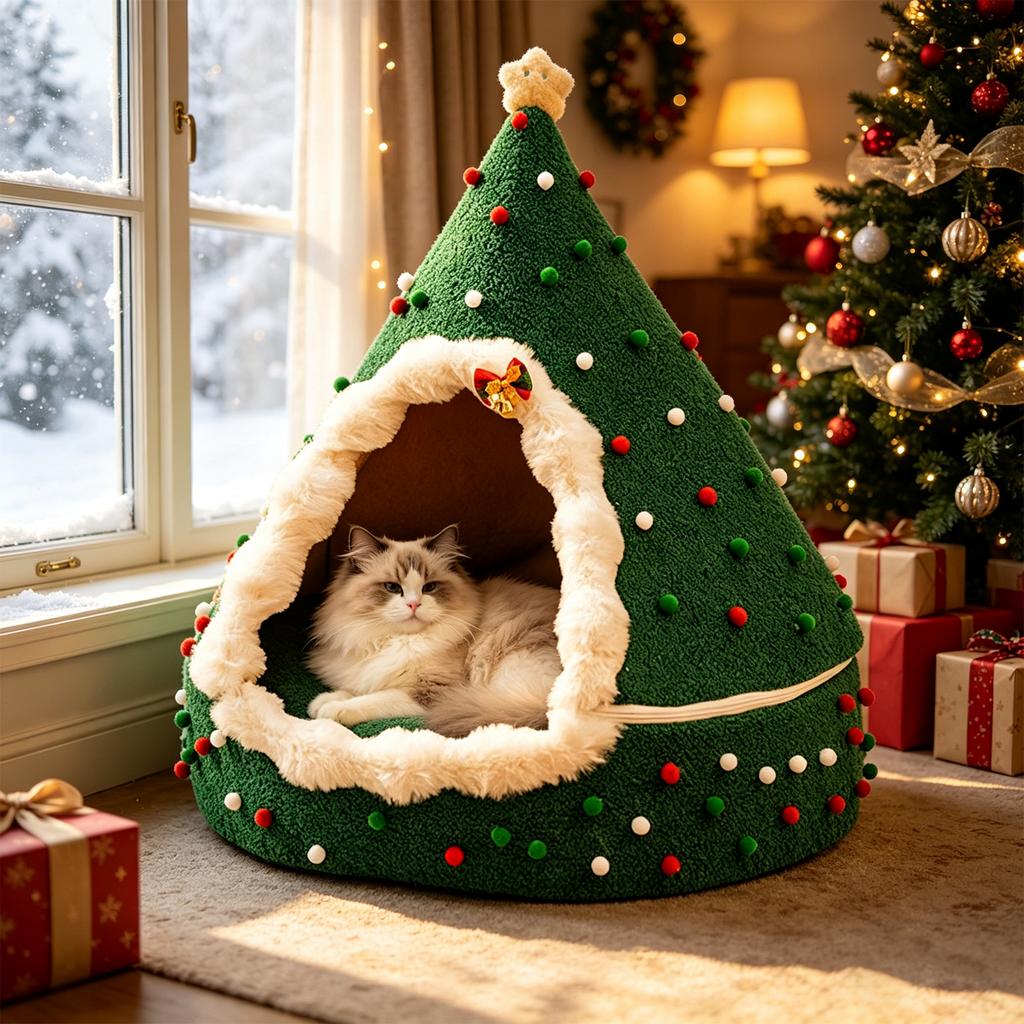 Letto di Natale con Design a Tenda Casa, Accogliente Invernale Tutto al Coperto