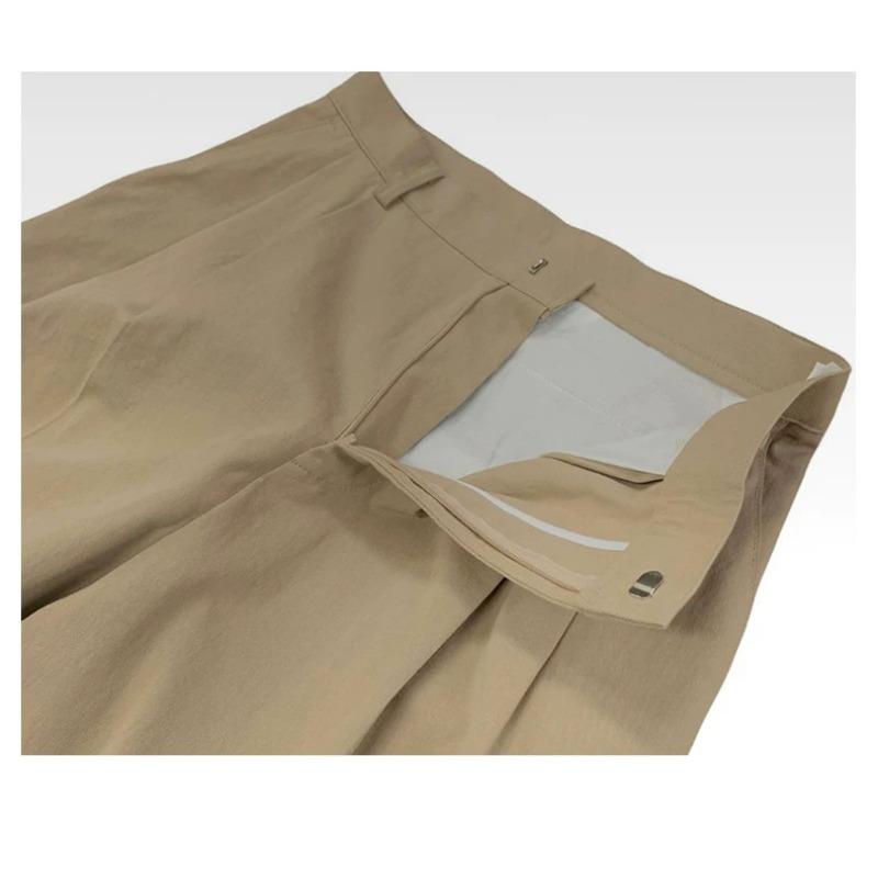 Men Loose Straight Double Pleated Casual Workwear Suit Long Trousers