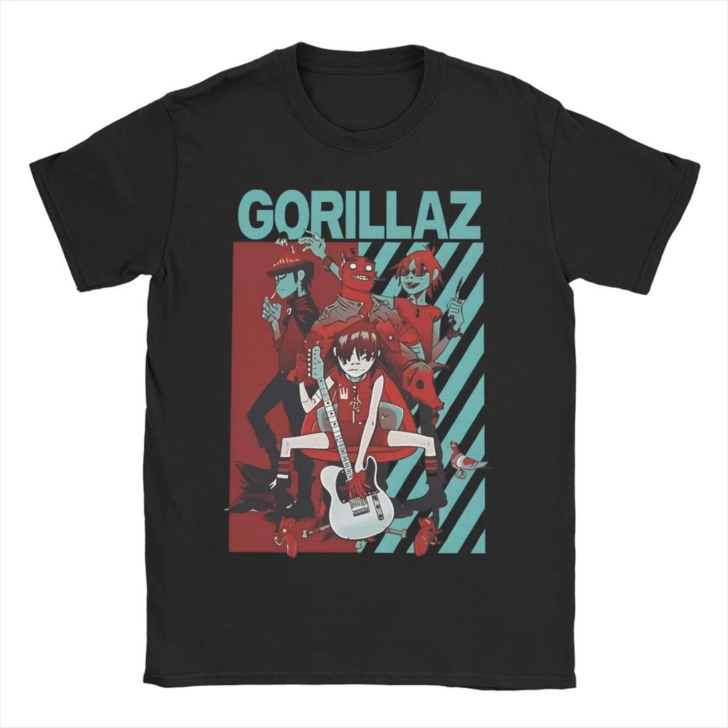 Punk Music Band Gorillazed T Shirt for Unisex Women Pure Cotton Vintage TShirt Round Neck Tee Shirt Short Sleeve Clothes Graphic