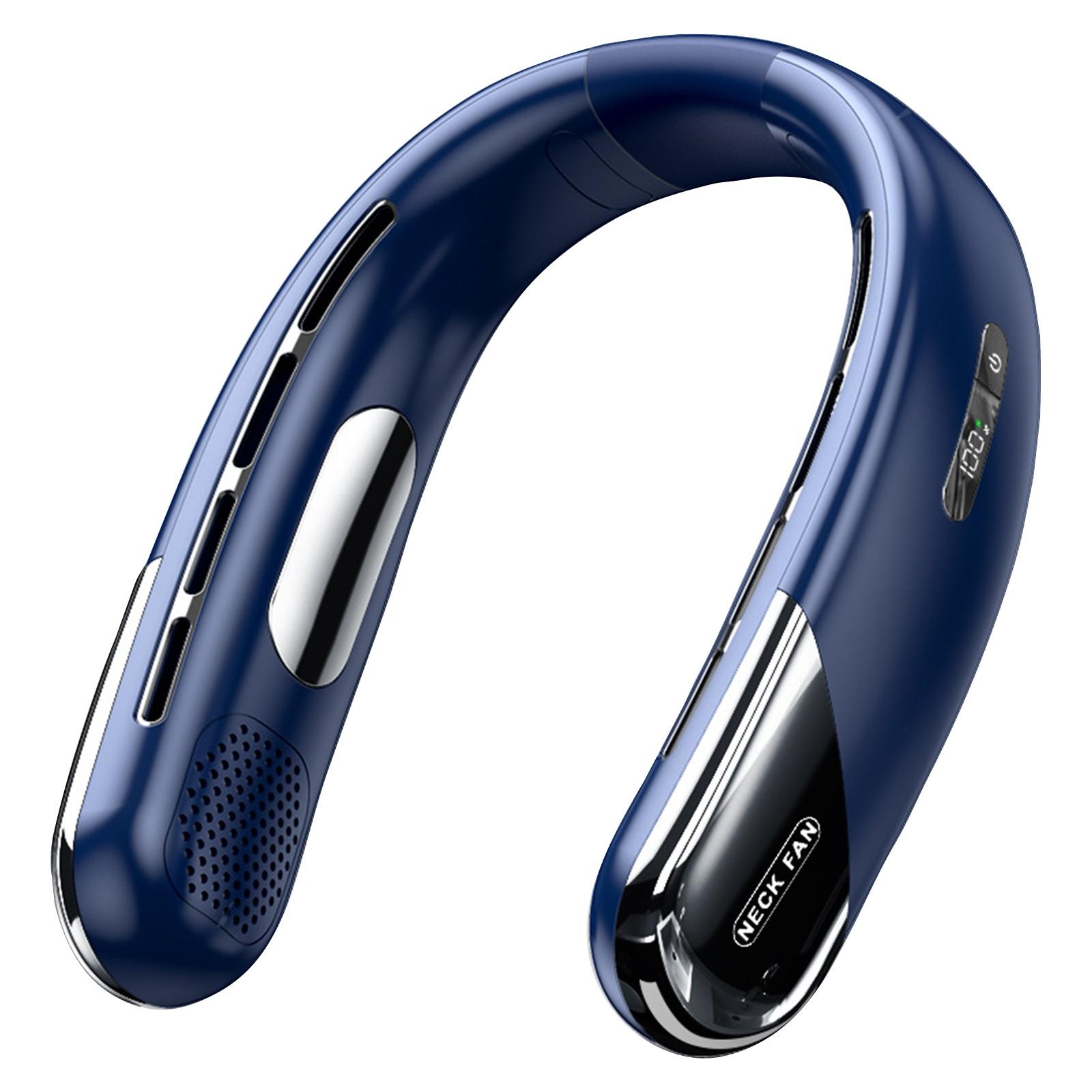 

Холодный портативный перезаряжаемый персональный носимый, 3 скорости ветра, поддержка шеи, USB безлопастной легкий вентилятор для приливов, Trav One Size синий