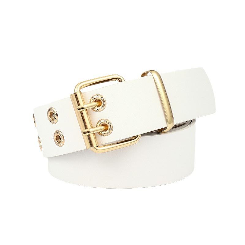 

Панк Двойной Выхлоп Глаз Полый Декоративный Широкий Ремень Женский 105x3.8cm белый