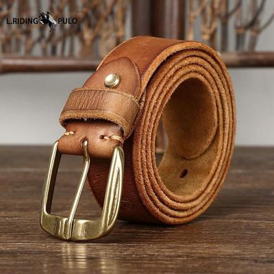 Ceinture Homme Personnalité Rétro Première Couche En Cuir De Vachette Sculpté Boucle Ardillon Jeunes Mode Jeans Ceinture Décontractée