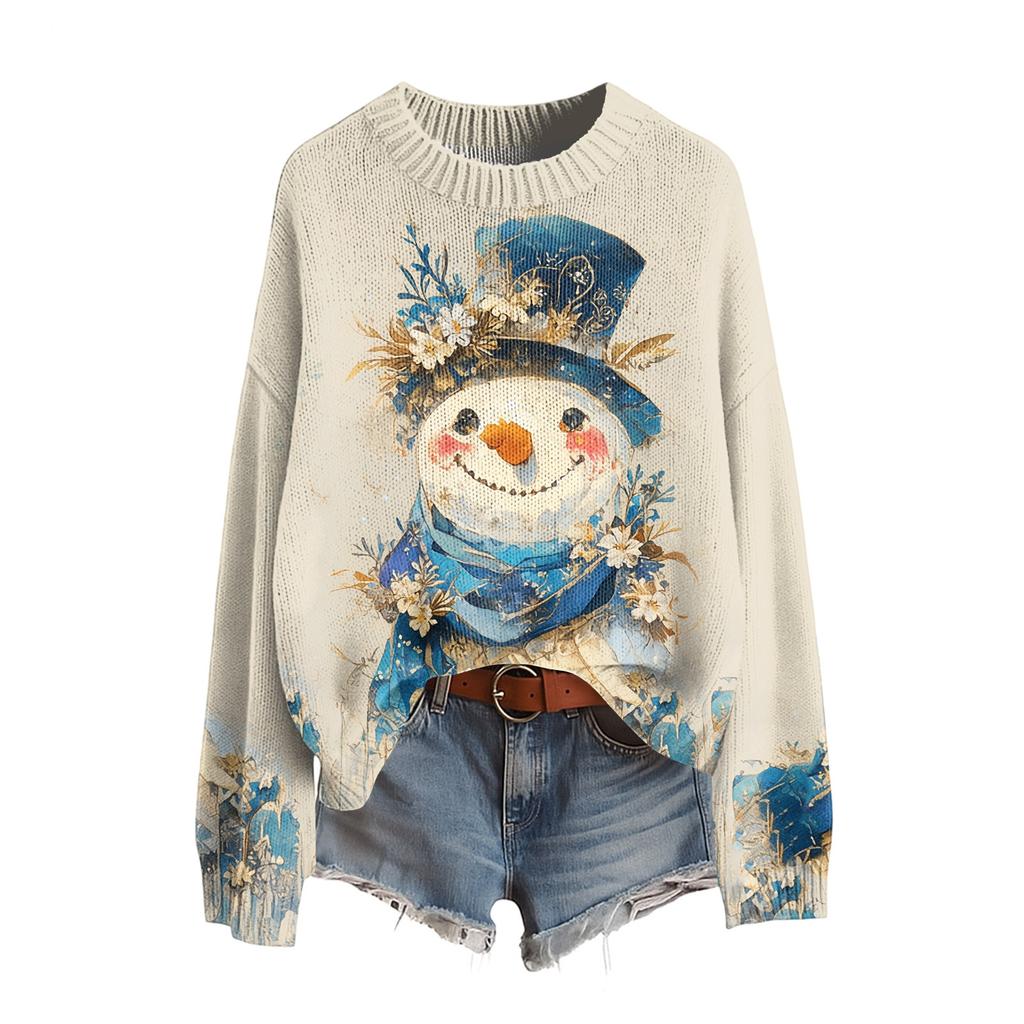 Damen Lustiger Damen Weihnachts-Pullover R-Ausschnitt Weihnachts-Jumper Weihnachts-Outfit Hässliches Sweatshirt Weihnachtskostüm