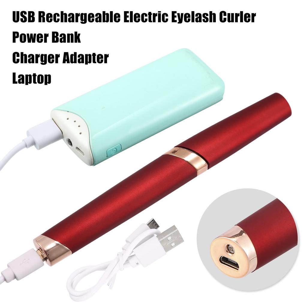 VOCOSTE Electric Hot Eyelash Curling Eyelashes with 3 Adjustable Red Curler, Rechargeable, Heated, Temperatures,