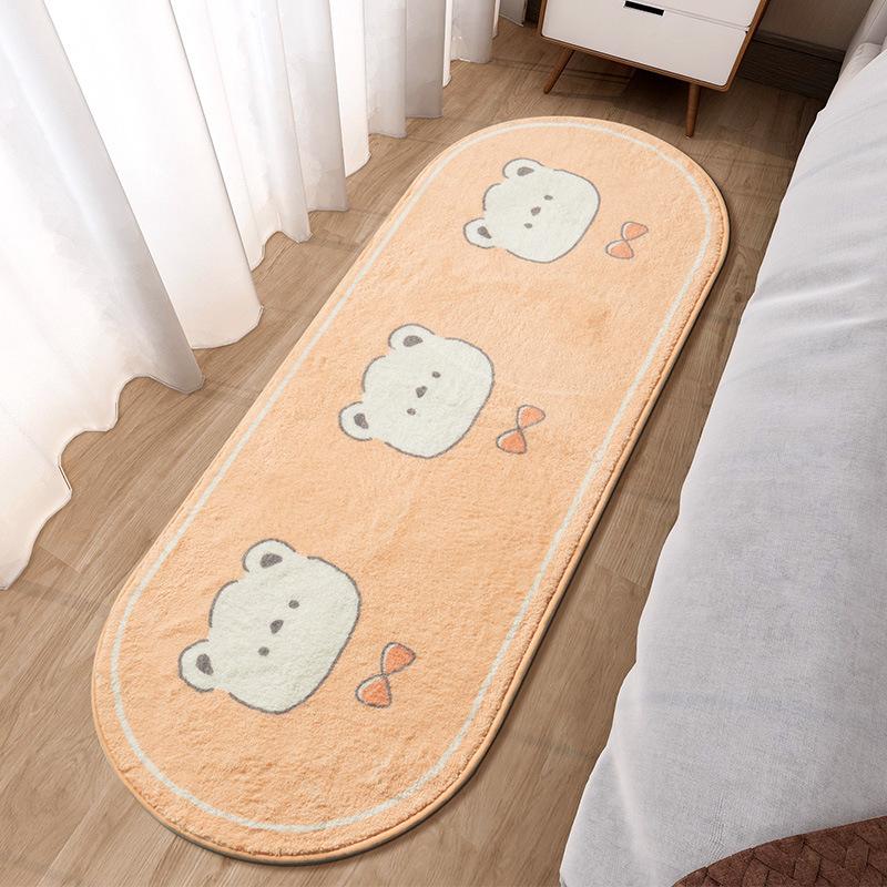 Bedroom Bed Rug Cartoon Ins Wind Bed In Front of Small Mat Living Room Room Long Oval Thick Bed Blanket