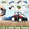 RC Farm Tractors Car 1/24 Radio Controlled Cars and Trucks 2.4G with Light Simulated Engineering Truck Model Toys for Kids Xmas