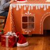 Christmas Gingerbread House Tablecloth 7.55 X 9.84 Ft Tablecloth with Cut-Out Door Windows Table Cover Playhouse for Family Gathering Party Supplies