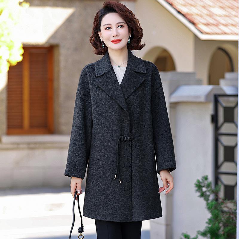 

Двустороннее длинное пальто с темпераментом, средней длины, женское, осенне-зимнее, шерстяное, шерстяное тренч-пальто 5XL черный серый