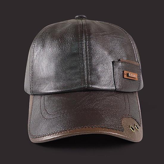 Herbst Winter Baseballkappe Kunstleder Atmungsaktiv Metallösen Color-Blocking Design Vielseitiger Lässiger Stil Baseballkappe