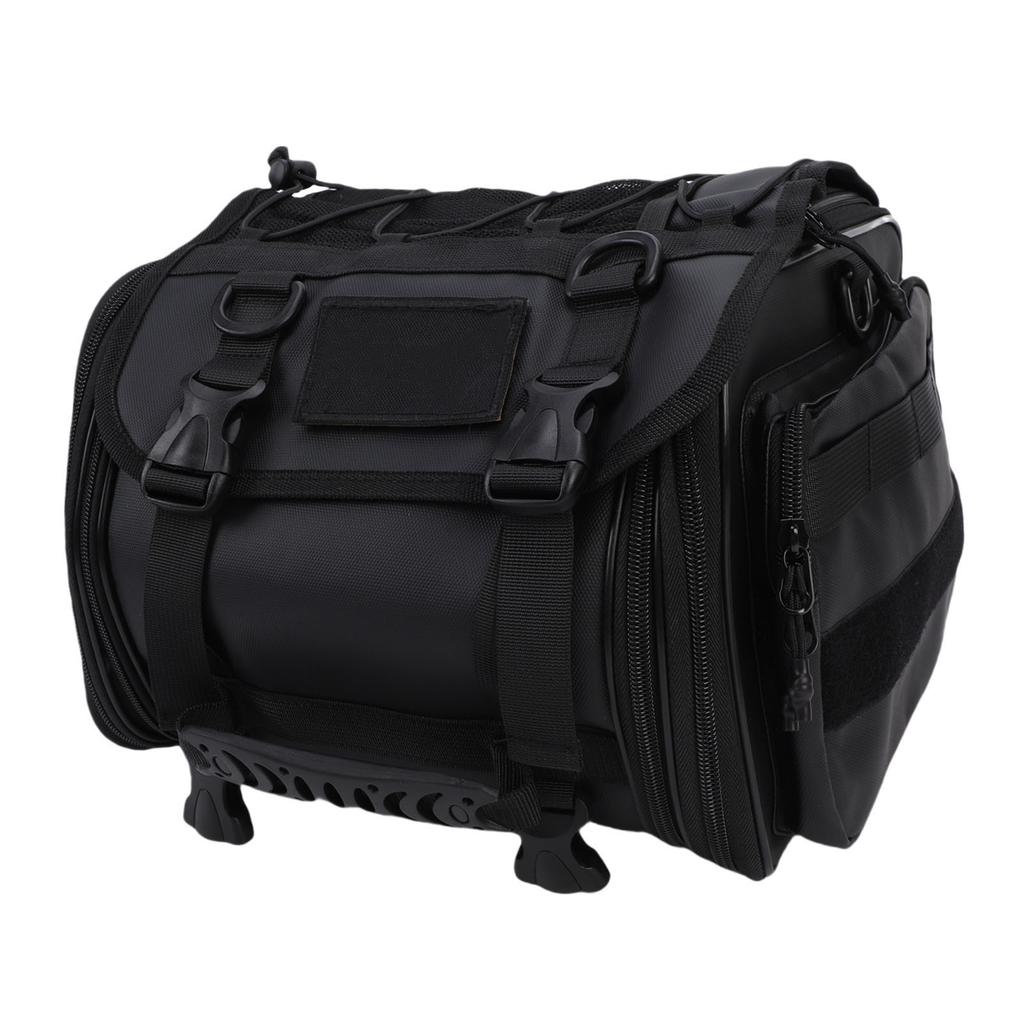 Motorcycle Tail Luggage Bag 20L-30L Expandable Multi Pockets Motorbike Trunk Storage Bag with Rain Cover and 4 Mounting Straps