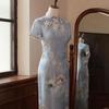 Elegant Blue Retro-Style Cheongsam for Girls - 2024 New Small Size