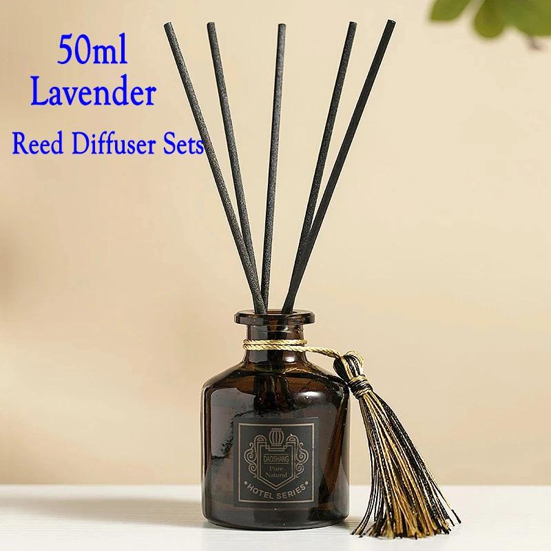 Y Aromeasy 50ml Sets Diffuseur à Roseaux Séjour Hôtel Salle de Bain Rotin Aromathérapie Diffuseur en Verre Désodorisant Parfum d'Intérieur