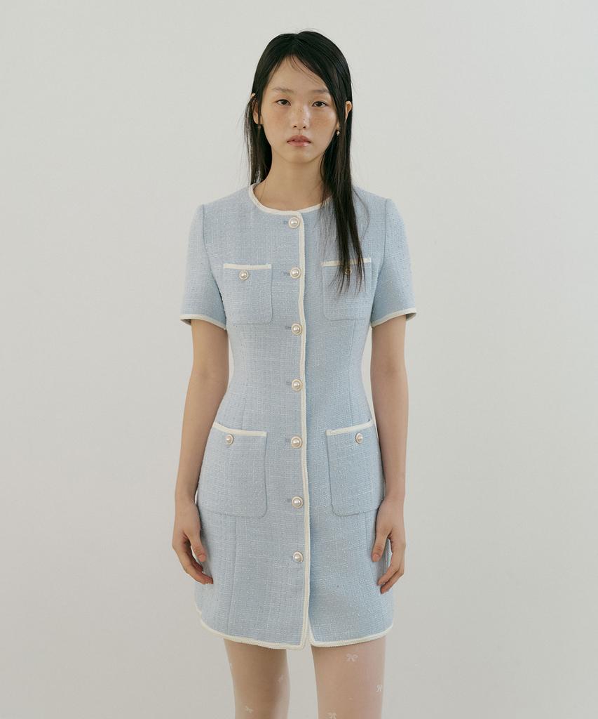 LUCIR ZU Mary Tweed One-Piece (Sky Blue)