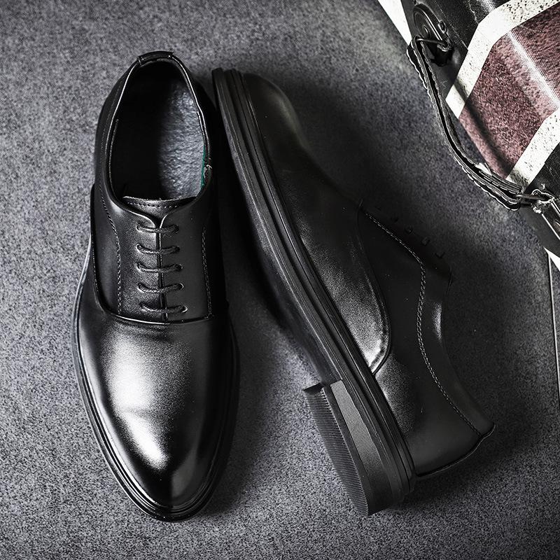 Korean Version Of Simple Fashion Pointed Casual Men'S Shoes Business Work Leather Shoes Dress Shoes One Piece Hair 3018-D