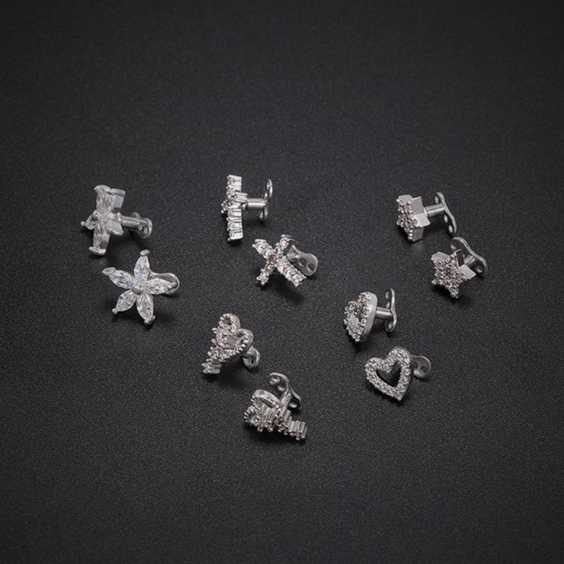 Pair Of Geometric 316L Stainless Steel Body Jewelry Geometric Body Studs For Unique Fashion And Style Expression