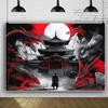 2D Japanese Warrior Dragon Moon Backdrop for Studio Photography