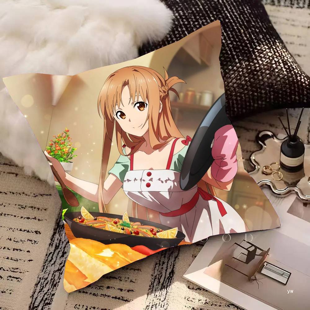 Asuna Animation S-Word A-Art O-Online Pillow Case Fashion Square Pillowcase Bedroom Sofa Room Ins Decoration Leisure