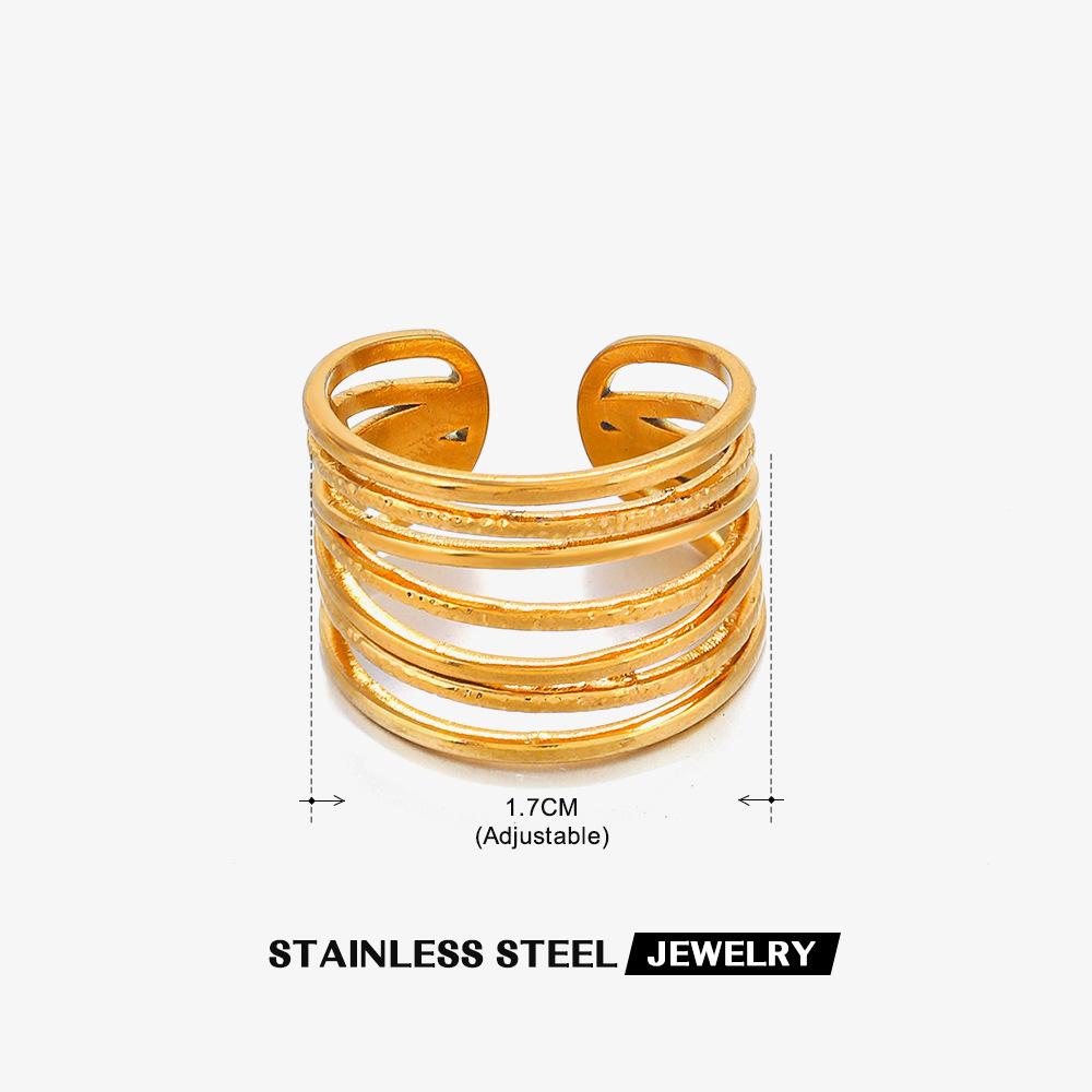 Stainless Steel Geometric Heart Leaves Ring For Women Personality Trendy Open Finger Ring Jewelry All Match