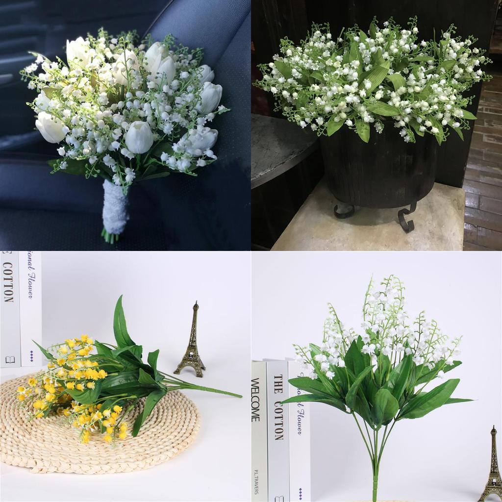 Wunderschön gefertigter 7-Zweig-Kunst-Maiglöckchen-Strauß für luxuriöse Veranstaltungsdekoration