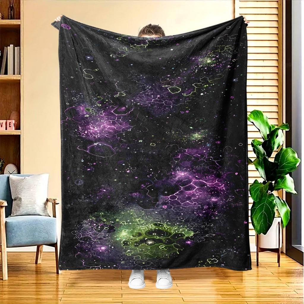 1pc Nebula Fantasy Flannel Blanket | High-Definition Digital Print, All-Season, Skin-Friendly Soft 100% Polyester, Perfect Gift for Family and Friends