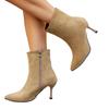 Women's Plus Size Boots with Side Zipper, Pointed Toe Heel Casual Fashion Short Boots