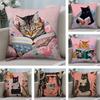 Cat Dog Frog On The Toilet Reading Pillow Case Plush Fabric Soft Pillowcase Double Sided Print Cushion Cover Household Gifts