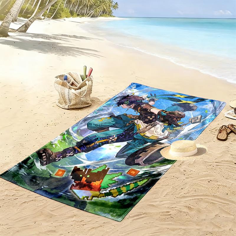 Genshin Impact Kinich 2D Flat Print Beach Towel, Large Soft Quick Dry Towel for Beach Camping Swimming.NSTJ0928232