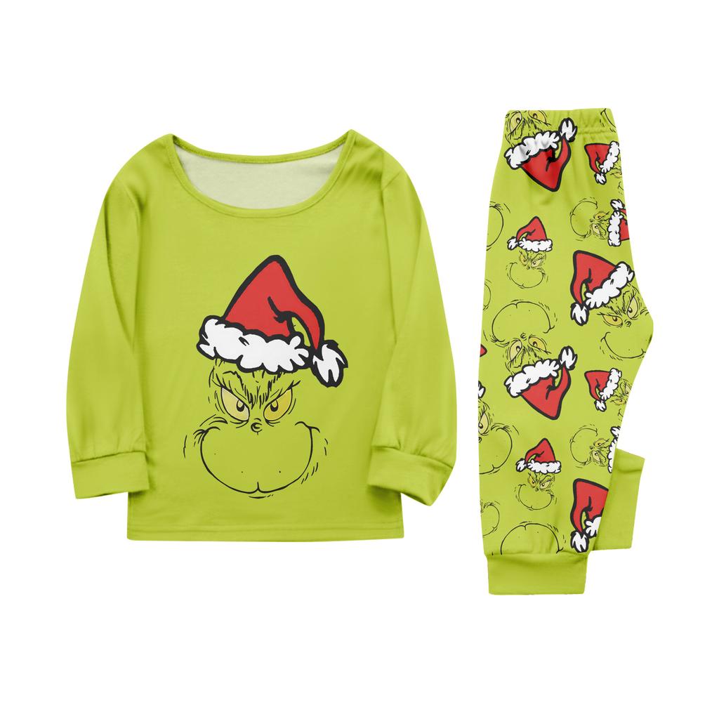 Print Cute Family Set Pajamas, Home Clothes, Family Set Long Sleeve Top Pants Set