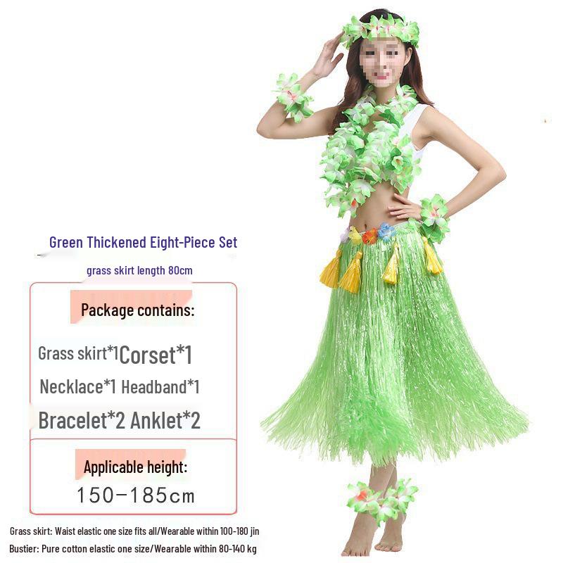 Colorful Hawaiian Hula Dance Costume Skirt Set for Role-Playing Activities