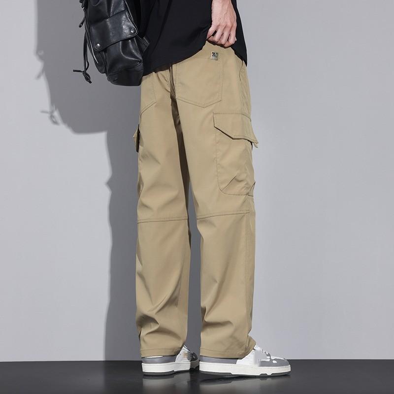 2024 Sommer-Cargohose für Herren, amerikanisches Retro-Design, mehrere Taschen, gerades Bein, einfarbig, Freizeithose, Übergröße, lockere Jogginghose, M-4XL