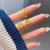 Sparkling 24K Gold Brushed Hollow Square Sugar Ring for Women