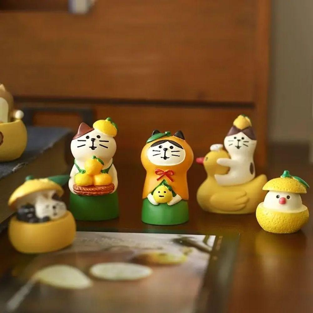Animal Shapes Japan Zakka Animal Model Resin Grapefruit Cat Model Miniature Decoration  Living Room