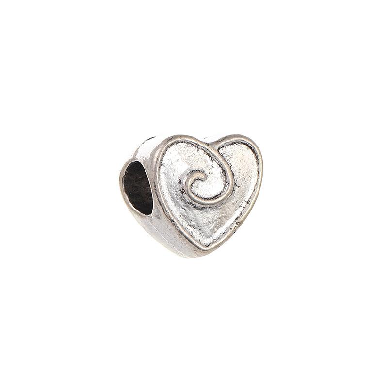 Diy Handmade Ancient Silver Tibetan Silver Jewelry Accessories, Multi-Style Pentagram Love Hole Beads, Bracelet, Alloy Bead Spacer Beads