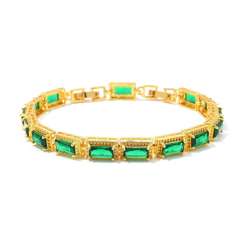 Light Luxury Square Multi-Colored Zircon Inlaid Bracelet, Women'S Silver-White Jewelry, Bridal Jewelry.