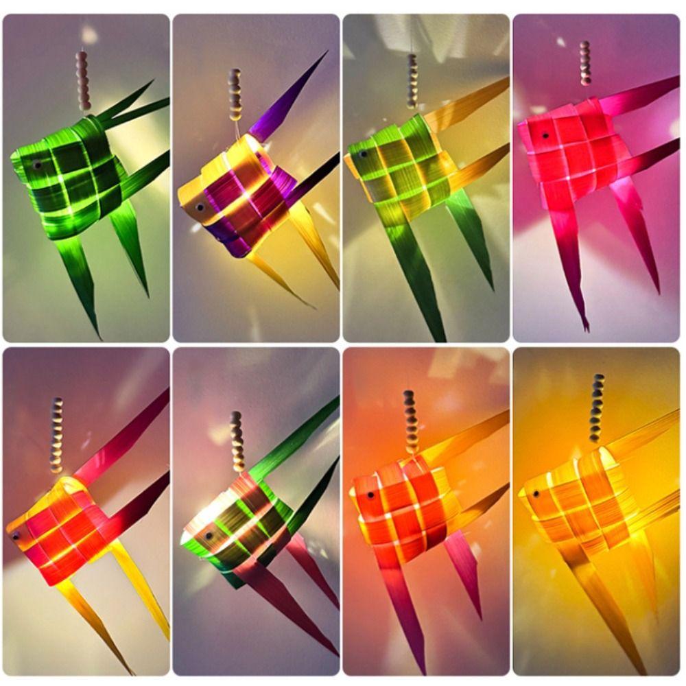 Hand-Woven Portable Koi Lantern Crafts Mid-autumn Festival LED Light Room Decorations