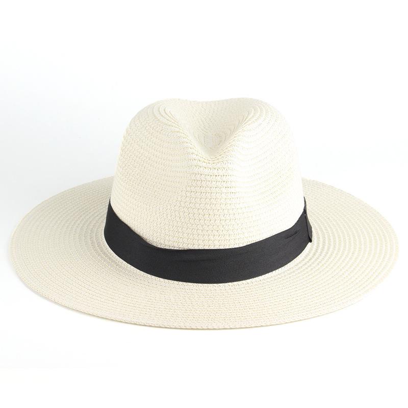 Unisex Summer Travel Straw Beach Fedora Hat with Sun Protection
