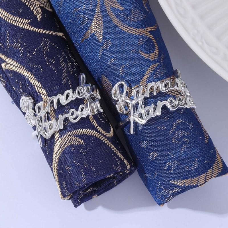 Pack of 6 Exquisite Napkin Rings Ramadans Kareem Napkins Holder Islamic Napkin Buckles for Home Dining and Parties