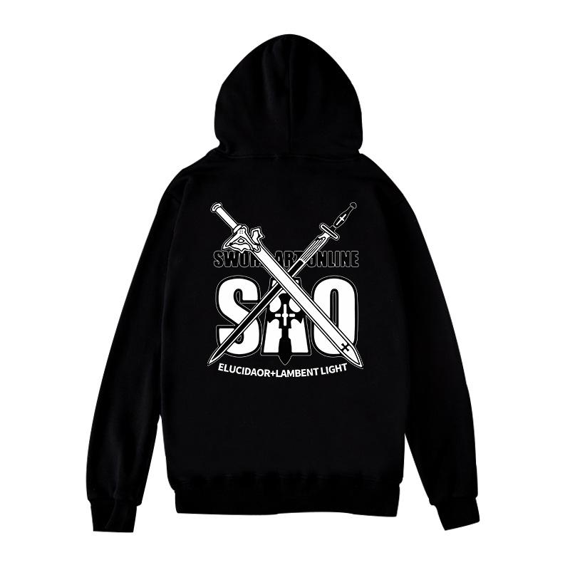 Sword Art Online Loose Fit Hooded Pullover Sweatshirt - Korean Street Style, Long Sleeve, New Collection